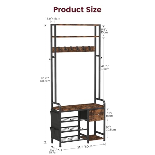 Homeiju-Hall-Tree-with-Bench-and-Shoe-Storage-3-in-1-Entryway-Organizer-with-62-Hooks-Coat-Rack-with-Adjustable-Feet-for-Stability-Mudroom-Furniture-with-Storage-Shelf