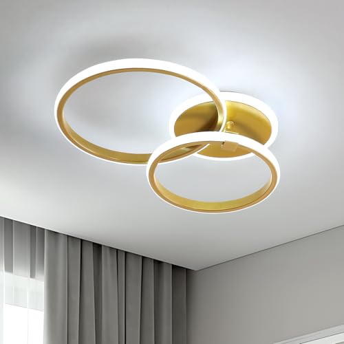 Mckalen LED Deckenleuchte Gold Runden, 42W Schlafzimmer Deckenlampe Modern,...