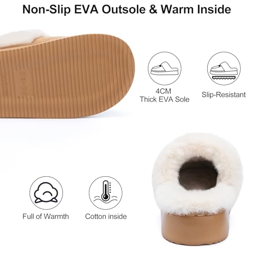 Womens Fuzzy Memory Foam Slippers for Women Winter House Slippers Warm Comfy Shoes Indoor Outdoor Suede Platform with Anti-Skid Sole Gift for Women Mom Ladies4