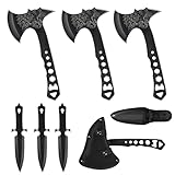 HAPANGODIR 3 Pack Throwing Axe Set, Full Tang Stainless Steel Throwing Tomahawk Throwing Hatchet, 3 Pack Throwing Knives Set with Bottle Opener and Nylon Sheath for Backyard Recreation and Competition