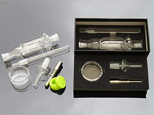 C1 Large Glass Nectar Collector Kit Dabbing Pipe with Mouthpiece 5cm Bowl 10mm Titanium and Glass Tip