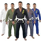 POZTEV Brazilian Jiu Jitsu Gi for Men & Women BJJ Gi Grappling Kimonos Preshrunk Lightweight Fabric Martial Arts Training Uniform With Free White Belt (Balck,A2)