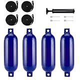 Qiluprop Boat Fenders 4 Packs,6.5'' x 23'' Boat Bumpers Fenders with 4 Ropes, Needles and Pump,Boat