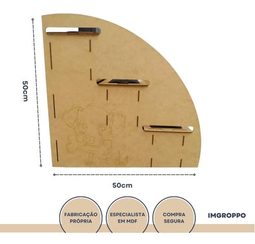 Escad para Pets com 3 Degraus, MDF, Cru, 45 cm