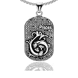 Xusamss Punk Rock Titanium Steel Twelve Constellation Dog Tag Pendant Crystal Necklace,24' Box Chain