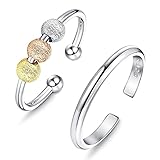 ❤ Hecho de cobre, crea reflejos de glamour a estos anillos. 3 cuentas de rotación, brillando bajo la luz del sol, atemporal y elegante. Bien pulido, cómodo para que usted use.