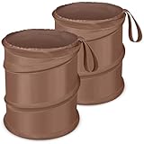 Kincown Car Trash Can, 2 Packs Mini Collapsible Car Trash Bin for Front Back Seat, Pop up Car Garbage Can, Portable Car Trash Bag Hanging for Vehicle SUV Rv Truck Accessories Interior, Brown