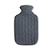 Termofor premium 1,8 litra z pięknym, miękkim pokrowcem z dzianiny ze wzorem warkoczowym, poduszka termiczna, termofor, butelka na łóżko, certyfikat BS1970:2012, nowy model (ciemnoszary)