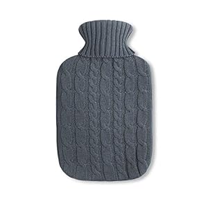 Natuurrubber kruik 1.8 liter met fijn gebreide hoes met vlechtpatroon – nieuw model – TÜV Rheinland getest (donkergrijs)