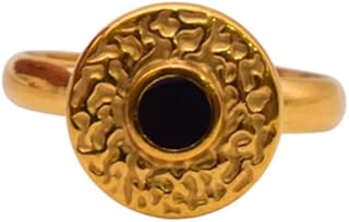 Gold Plated Ring With Elegant Designn For Girls - Gold Black - 8767