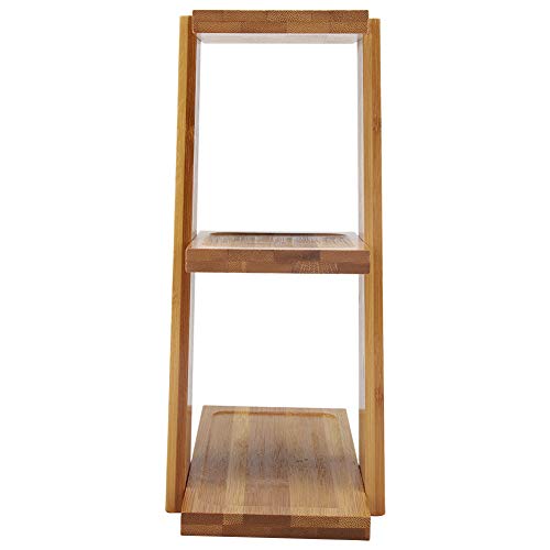 SOONHUA Mini Bamboo Plant Flower Stand,3-Tier Plant Display Ladder Shelf Flower Pot Storage Rack Display Shelving Unit Holder for Indoor and Outdoor Use Decor