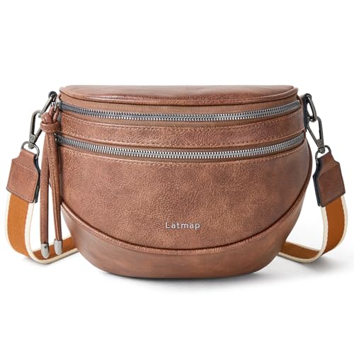 Image of Crossbody Sling Bags For Women Bum Purses Handbags Go Free Cross Body Fanny Packs For Woman Mon Shoulder Bag Gifts Brown