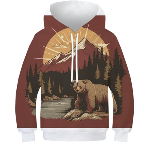 Pull à manches longues pour garçons et filles sweat à capuche enfants animal forêt 13-15Y