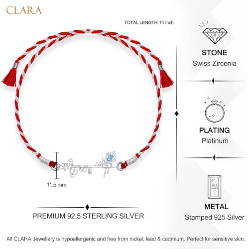 Image of Clara 925 Sterling Silver Rakhi with Roli Chawal for Bhai | Gift for Brother on Rakshabandhan | Men & Boy Bracelet