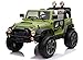 Mondial Toys Auto ELETTRICA 12V per Bambini 2 POSTI Maxi Fuoristrada con Telecomando 2.4G Soft Start AMMORTIZZATORI Ruote in Gomma Full Optional Verde Militare