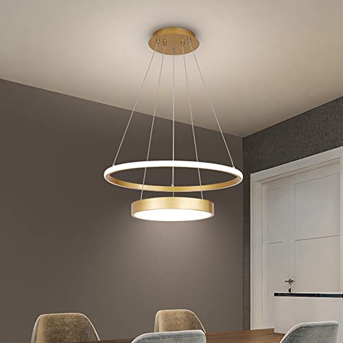 Plafonnier LED dorée au design chic et contemporain pour grand restaurant