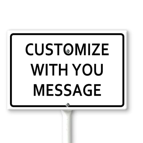 Horienteeon Add Your Own Message-Customizable Yard Sign with Stake 30cm×20cm, Customizable Blank Yard Sign, Sturdy Aluminum Custom Signs Rust Free, Statement Plaque for Outdoor Use (White)