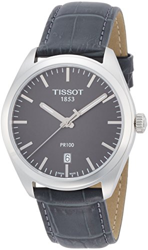 Preisvergleich Produktbild Tissot PR 100 Herren-Armbanduhr 39mm Armband Leder Grau Quarz T1014101644100