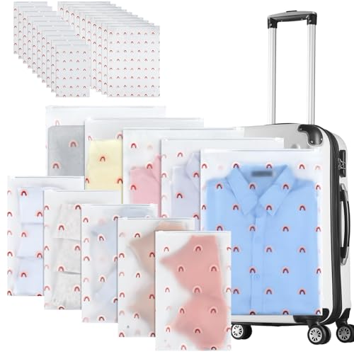 Romon 20PCS Bolsas de Almacenamiento de Viaje, Bolsas Ropa Viaje Transparente Esmeriladas Plástico, Multifunción Bolsas Organizadoras Maleta para Ropa, Bragas, Zapatos, Cosméticos con 2 Tamaños,20x30