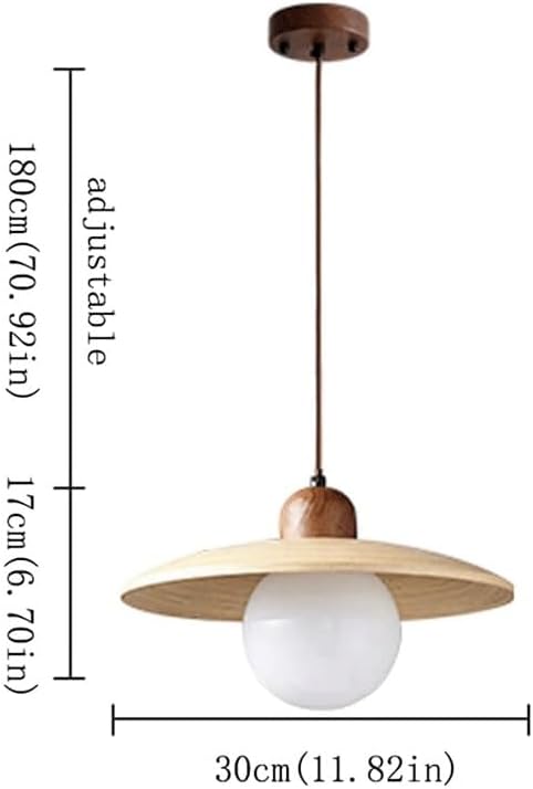 Miniatura 4 de Luces colgantes de madera vintage, estilo japonés de 11.8 pulgadas, lámpara colgante colgante de bambú, lámpara moderna con pantalla de vidrio de