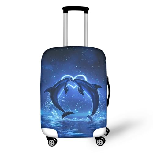 Image of Mumeson Starry Night Dolphin Elastic Suitcase Cover Protector Luggage Cover Anti Scratch Travel Luggage Covers Fit 18-32 Inches Suitcase