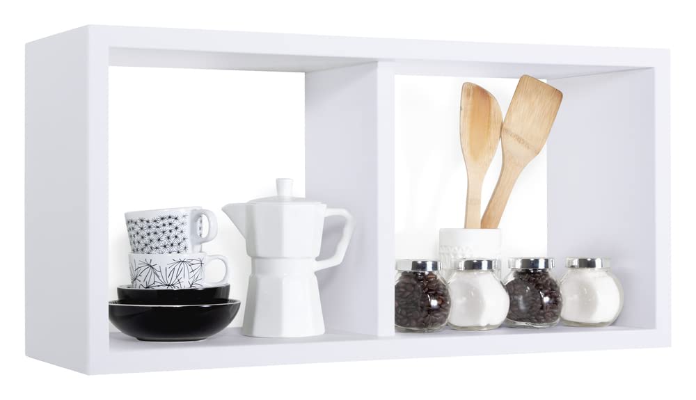 MODULARREDO | MORGANA MAXI Mensola da Muro, Libreria Sospesa, Libreria da Parete, Scaffale da Parete, Bianco, 70x35 p23.7 cm, Kit Tasselli Inclusi - Made in Italy