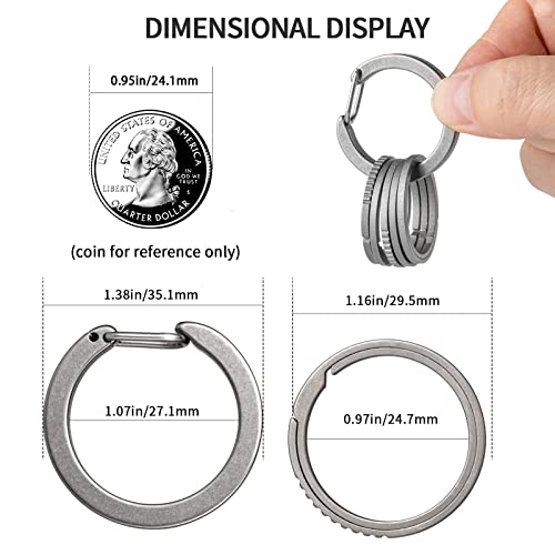 Image of TISUR Titanium Keychain Rings,Carabiner Dog Tag Key Chain Rings