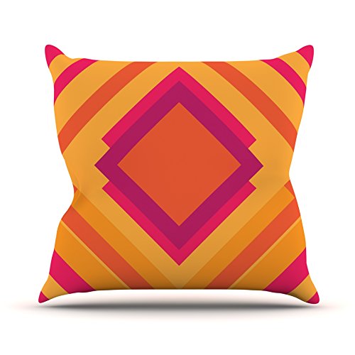 KESS InHouse BG1019AOP03 18 x 18-Inch "Belinda Gillies Diamond Dayze Orange Pink" Outdoor Throw Cushion - Multi-Colour