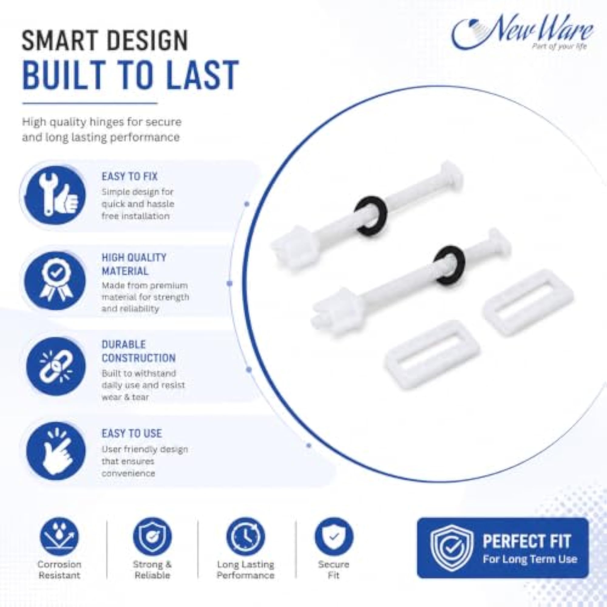 Toilet Seat Cover Screw Hinges Set, Heavy Duty Replacement Kit