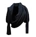 Autunm Winter Fashion Unisex Crochet Knitted Scarf Cape Shawl with Sleeves (Black)