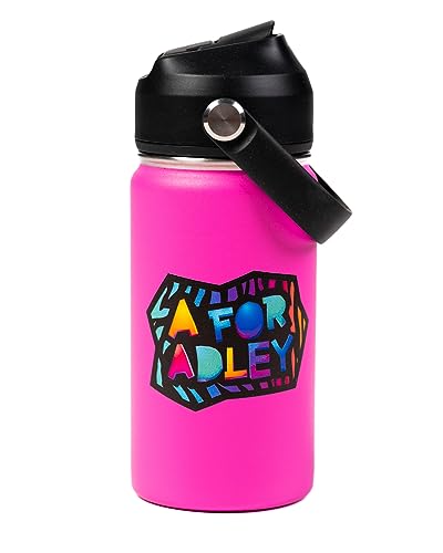 A FOR ADLEY Merch Official Product Adley's Super Cold and Colorful Neon Rainbow Water Bottles For Fun, School, Travel or Anytime You Would Want a Cold Drink (Neon Pink)