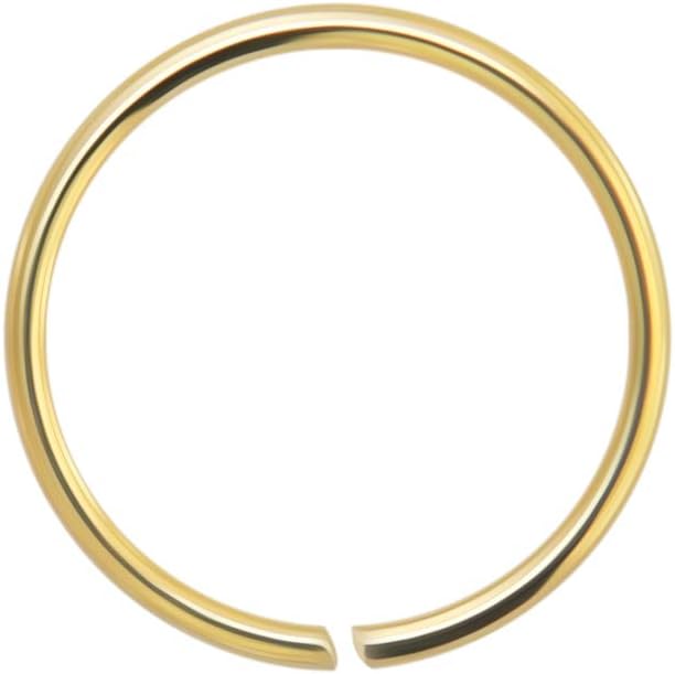 PiercingPoint9 Karat Solid Gold 22 Gauge (0.6MM) - 1/4 Inch (6MM) Length Seamless Continuous Nose Hoop Ring