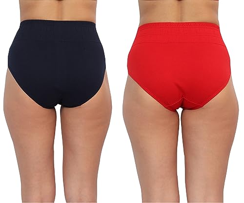 Image of GLAMORAS Women Cotton High Waist Full Coverage Broad Band Tummy Tucker Tummy Control Panty, Size L-3XL, Pack of 2 Panties