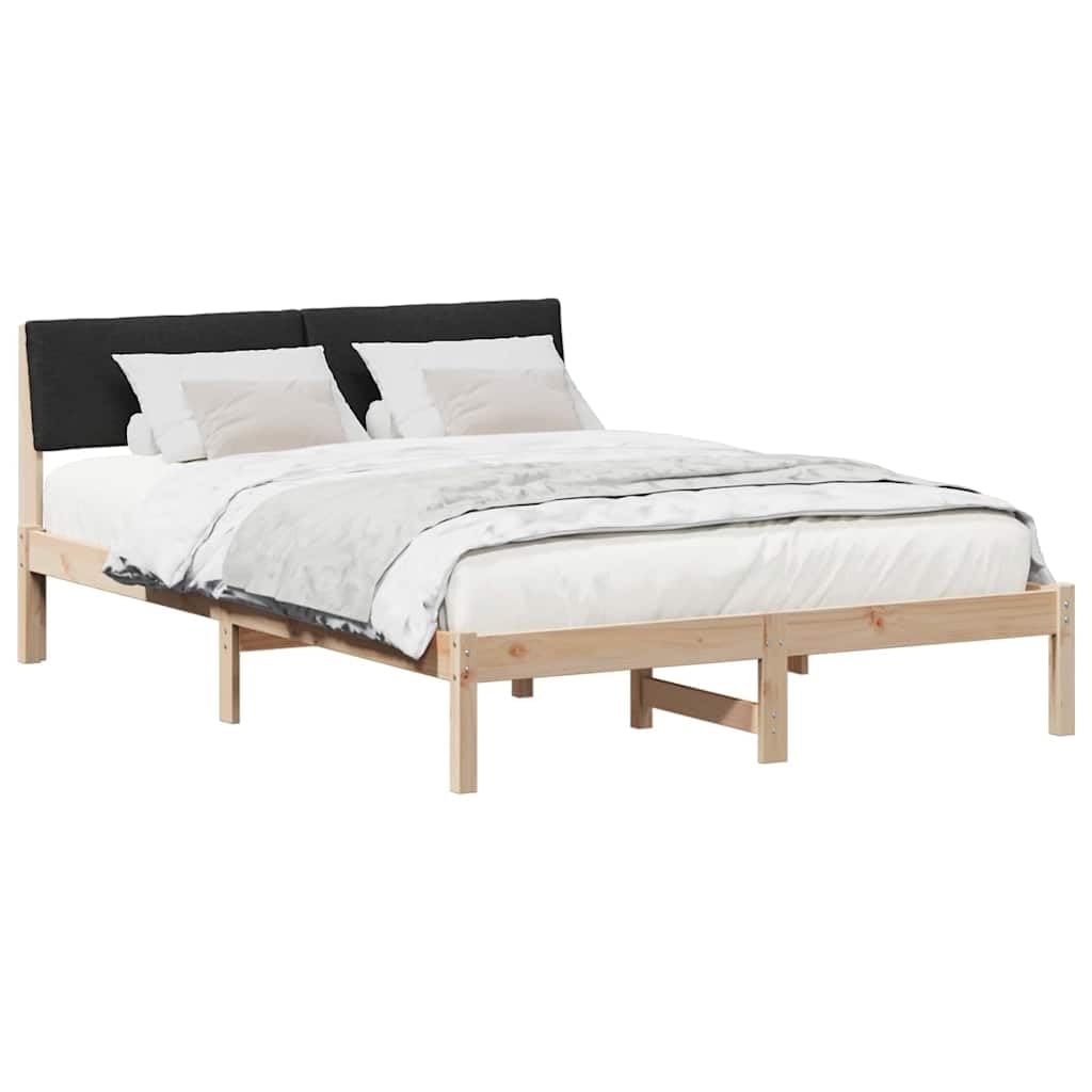 vidaXL Cadre de lit Marron et Noir 160 x 200 cm Bois Massif en pin, Cadre de lit Plateforme Tendance, Design rectangulaire, Structure en pin, mobilier Gain de Place pour la Chambre