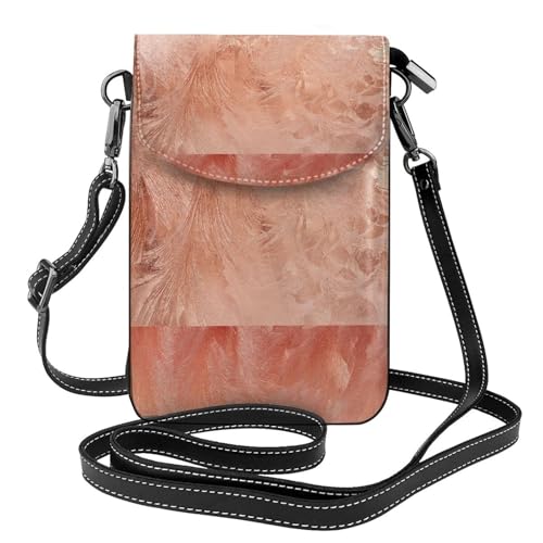 Petit sac bandoulière or rose métallisé et porte-téléphone femme en cuir PU avec range-cartes