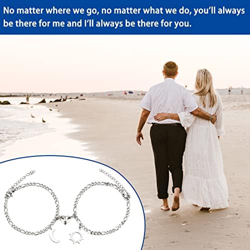 Jancosta 2pcs Magnetic Couple Bracelets Handmade Rope Braided Matching Bracelets Boyfriend Girlfriend Gifted Box(Sun and Moon Style)