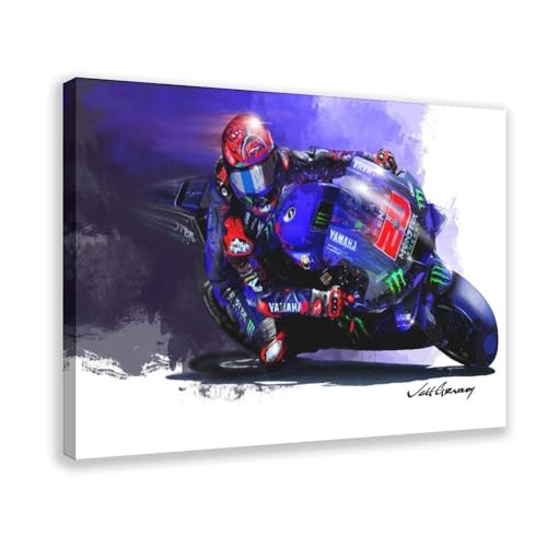 Fabio Quartararo – Poster sur toile MotoGP Champamp 2021 pour décoration de chambre à coucher, bureau, chambre, cadeau (20 x 30 cm)