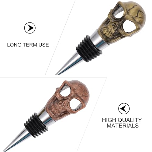Tapón de botella de calavera PRETYZOOM, tapas de vino reutilizables de aluminio 7