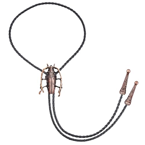 Image of GelConnie Bolo Ties for Men Women Western Cowboy Tie Mens Western Necklace Leather Necktie Gold Bolero Tie Cowboy Necklace