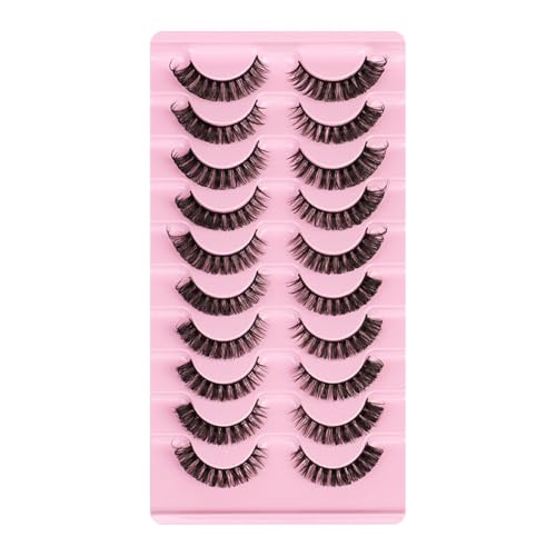 Faux Cils Naturel 3D Faux Cil, 10 paires de faux cils adhésifs réutilisables extensions de cils épais et naturels Artificiels Look Naturel Faux Cils pour Toutes les Occasions pour les Débutants (4)