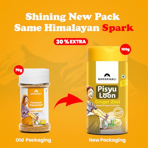Image of Namakwali Flavoured Pahadi Salt Ginger (Adrak) Seasoning, Pack of 3 - 300 Gram | Pisyu Loon Seasoning mix for Popcorn, Noodles, Salad, Raita, Fruits, Makhana and more | No Preservatives | SharkTank India Product