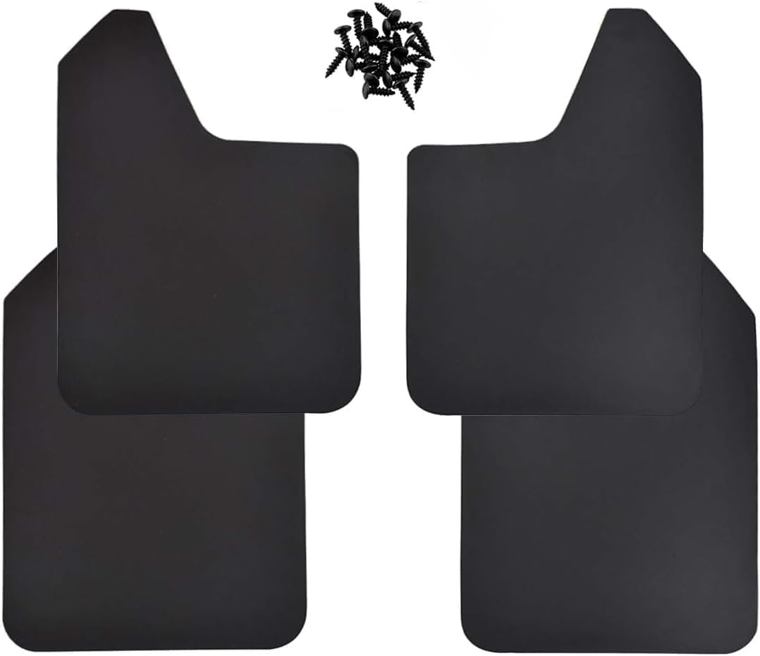 Universal Mud Flaps 4-Piece Set for Trucks & SUVs, Heavy-Duty Black Splash Guards with Adjustable Clamps, Flexible Weatherproof Off-Road Protection