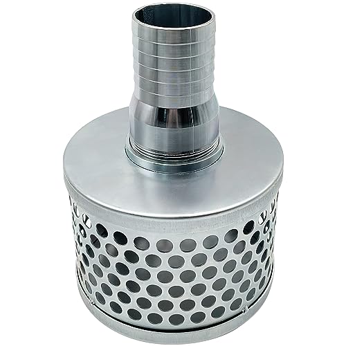 MUSTBEE Round Hole Suction Strainers and Combination Hose Connector Set for Pump, Plated Steel (1.5 inch set)