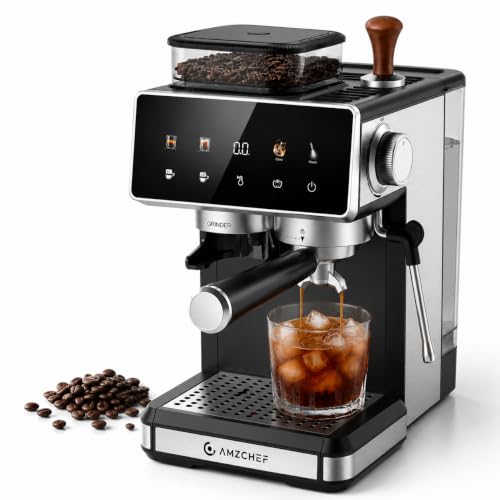 AMZCHEF Siebträgermaschine mit Mahlwerk, 20 Bar, Cold Brew – Ansicht 1