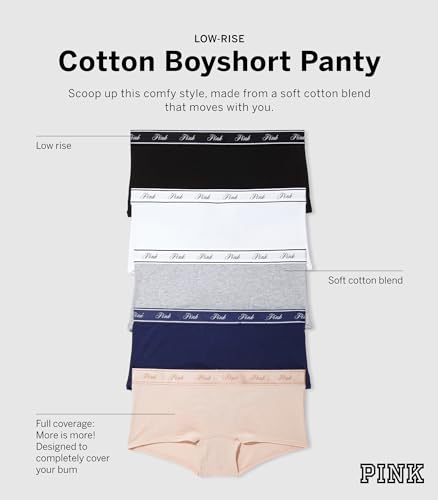 Victoria's Secret PINK Women's Cotton Boyshort Underwear, Panties for Women, Spring Basic, (XL)4