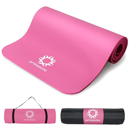 Image of Primasole Thick Yoga Mat, 1 /2-Inch Extra Thick NBR Mat with Enhanced Stability - Textured Design, Lightweight Mat with Carrying Strap & Case for Yoga, Pilates, Gym & Home Use (Multiple Colors)