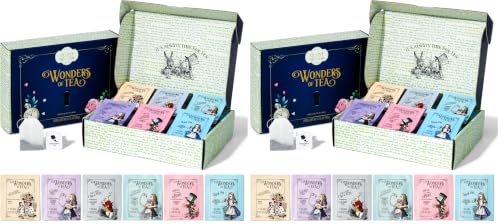 Image of Alice's Adventures in Wonderland, Wonder of Tea Gift Set, includes 6 Flavors of Tea with Book Quotes and Illustrations, Set of 90 (Pack of 2)