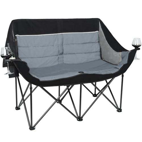 XGEAR Portal Campingstuhl faltbar 2 Personen Doppel Klappstuhl Camping Faltsofa 320kg belastbar Super Weich Campingsofa mit Lagerungstasche Dick Gepolstert Hohe Rückenlehne für Outdoor Garten Balkon XGEAR Portal Campingstuhl faltbar 2 Personen Doppel Klappstuhl Camping Faltsofa 320kg belastbar Super Weich Campingsofa mit Lagerungstasche Dick Gepolstert Hohe Rückenlehne für Outdoor Garten Balkon