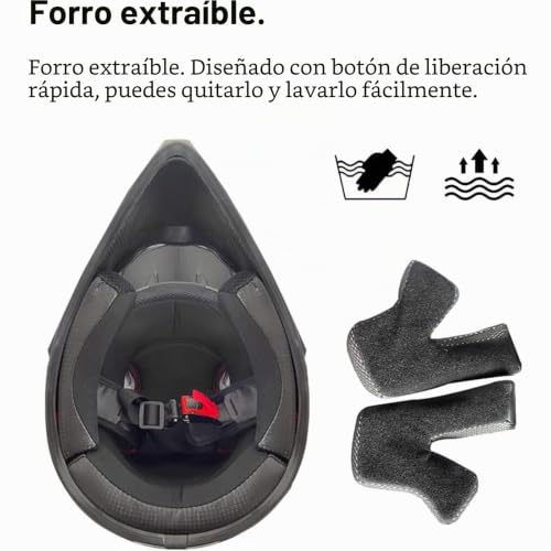 Miniatura 7 de Helmblazia Casco De Motocross Para Niños, Fullface Mtb Downhill, Para Hombre Y Mujer, Atv, Verde, Dot