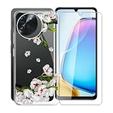 KJYFOANI Mobile Phone Case for Doogee Note 59 with 1 Tempered Glass Screen Protector, Transparent Soft Silicone TPU Case Shockproof Scratch-Resistant Case for Doogee Note 59 (6.75 Inches) - Pear - Image 1